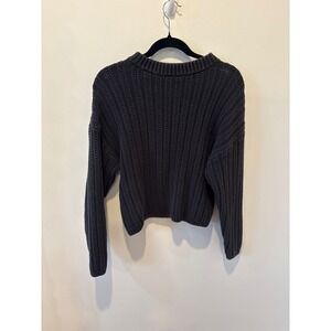 Universal Thread Dark Gray Ribbed Knit Crew Neck Sweater Size S